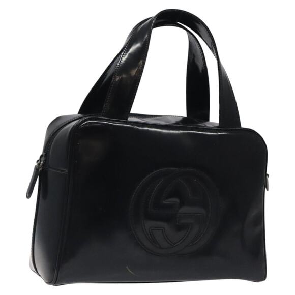 GUCCI Hand Bag Patent Leather Black Silver 000 1274 000 1274 - Picture 1 of 16